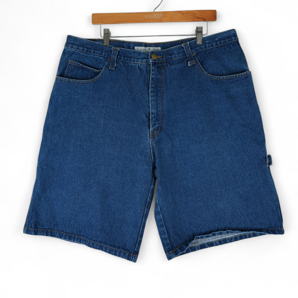 Claudio Nucci Shorts Mens 40x11.5 Blue Carpenter Baggy‎ Y2K Ramie Blend